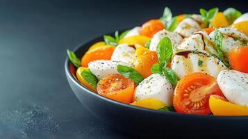 Wholesome bowl of food featuring fresh tomatoes and eggs served together for a nutritious and flavorful meal experience photo