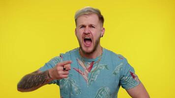 Man gesturing in irritation and displeasure, blaming scolding for failure, asking why this happened video