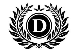 A Monogram D Design with Laurel Wreath vector