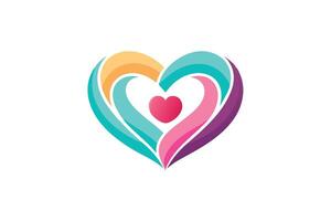 Colorful heart logo with flowing lines, representing unity and love. vector