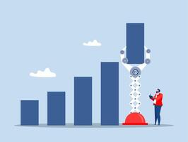 businessman use Artificial Intelligence Robot Arm control switch to move or growing profit graph.increase sale or investment growth vector