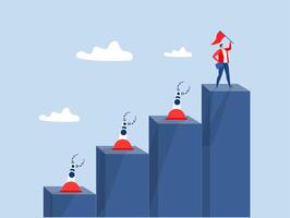 businessman climb up robot Artificial Intelligence step by step on graph to achieve goal.progress, improvement or development to achieve goal, Step to grow concept vector