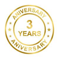 3 years anniversary gold icon for graphic design, logo, website, social media, mobile app, UI illustration. vector