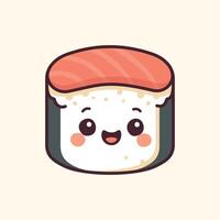 Kawaii Design Style Smiling Sushi Roll Template vector