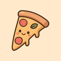 Kawaii Design Style Smiling Slice of Pizza Template vector