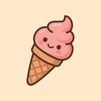 Kawaii Design Style Smiling Ice Cream Cone Template vector