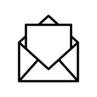 Open envelope icon with blank letter inside. Linear email icon. Editable stroke vector
