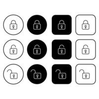 Collection of buttons with lock icons. A collection of security symbols for UI UX, web design. Editable stroke vector