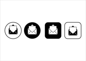 Set with open email with letter icons. Envelope buttons vector