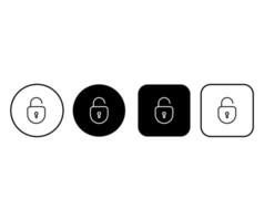 Set of lock icons. Web buttons with padlock silhouettes. Editable stroke vector