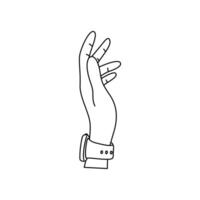 Hand drawn outline of a wrist with a fitness tracker. Linear smartwatch, step counting, active lifestyle vector