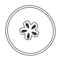 Outline illustration of pear, showing cut piece with visible seeds. Simple contour design vector
