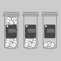 graphic of medical containers, each showing different levels of medicine inside vector