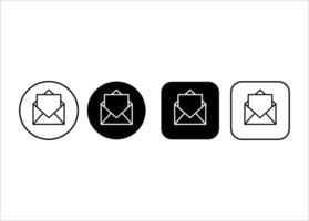 Set of open email envelope with letter inside icons. Email symbols. Editable stroke vector