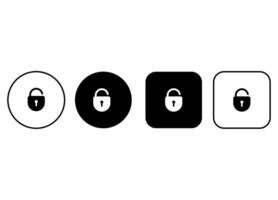 Set of opened padlock icons. Simple opened lock buttons collection. vector