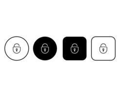 Set of padlock icons. Buttons with lock silhouettes. Editable stroke vector