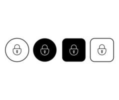 Set of lock buttons, editable stroke. A collection of padlock icons for access control, security, privacy and authentication screens vector