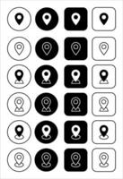 Huge set of pin location icons. Simple address icons collection. Outline map buttons vector