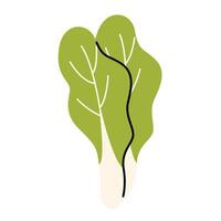 Hand drawn green lettuce leaves in doodle style. Simple flat healthy ingredient for salad vector