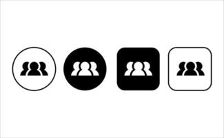 Outline people icons set. User icon. User symbol. User profile symbol. Buttons with people icons. Editable stroke vector