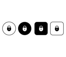 Minimalistic set of security buttons with lock icons. Collection of closed padlocks for access control, login screens, and web or app security designs vector