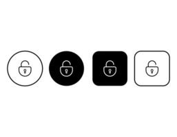 Outline open lock icons set. Security symbols buttons vector