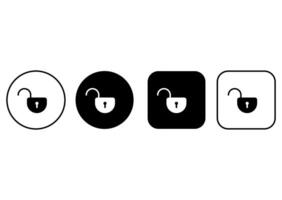 Collection of outline opened lock icons. Security symbols buttons vector