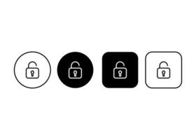 Outline open lock icons set. Security symbols buttons. Editable stroke vector