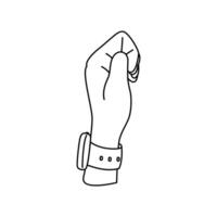 Outline hand with a smart band, ideal for wearable tech, smart devices, wireless payments vector