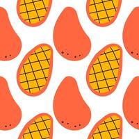 Mango seamless pattern. Seamless background pattern of yellow mango. Cute mango pattern, Ripe mango on a white background vector