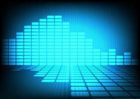 PrintBlue equalizer in dark A dynamic display of sound visualization, capturing the vibrant energy of digital audio, using a cool blue color palette and geometrical forms. vector