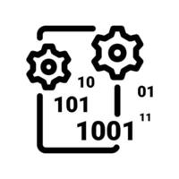Digital Processing Icon with Gears and Binary Code vector