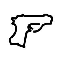 Outline Icon of a Handgun Representing Weaponry or Security Side View Graphic vector