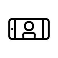 Person Avatar Visible on Horizontally Held Smartphone Screen Line Art vector