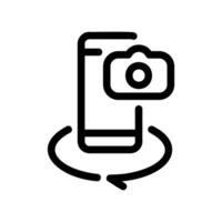Smartphone with Camera Icon and 360 Degree Rotation Arrow Symbol Graphic vector