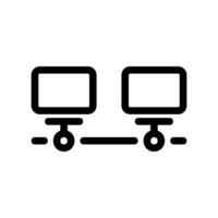 Two Computer Screens Connected Directly Symbolizing Peer to Peer Network vector