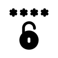 Password Representation with Asterisks Positioned next to Unlocked Padlock vector