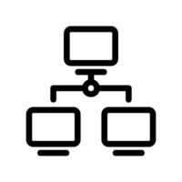 Hierarchical Network Structure Icon with One Main and Two Sub Monitors vector