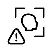 Face Recognition Warning Icon with Profile Head and Alert vector