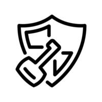 Security Shield Icon Outlined Containing a Diagonal Key for Access Code Concept vector