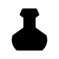 Solid Black Silhouette Icon of a Laboratory Flask with Wide Base vector