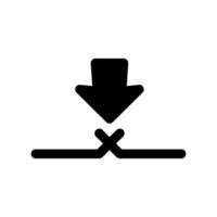 Download Failed Icon Featuring Down Arrow Stopped by Broken Base Line vector