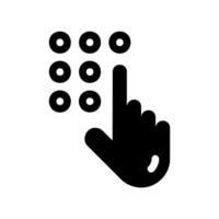 Hand Icon Entering a PIN Code on a Numeric Security Keypad Panel vector