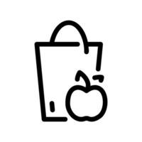 Simple graphic icon depicting a bucket containing a single apple vector