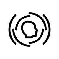 Profile Head Icon Surrounded by Concentric Signal Rings vector