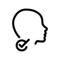 Profile Head Icon with Checkmark Symbol for Verification vector