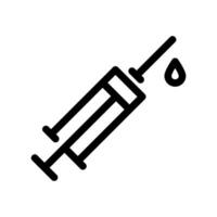 Syringe with Needle Expelling a Drop of Liquid Outline Icon Graphic vector