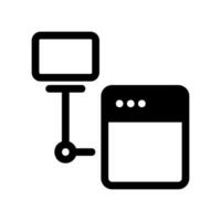 Network Diagram Icon Showing Connection Between Computer and Server Window vector