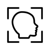 Profile Head Within Detection Frame Outline Illustration vector