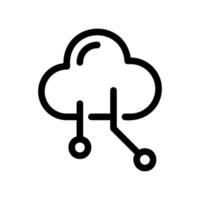 Cloud Computing Symbol Outline Showing Network Nodes and Connections vector